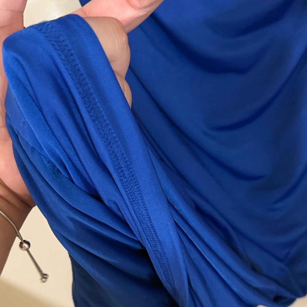 Royal Blue Ruched Square-Neck Bodycon Dress - Picture 4 of 5